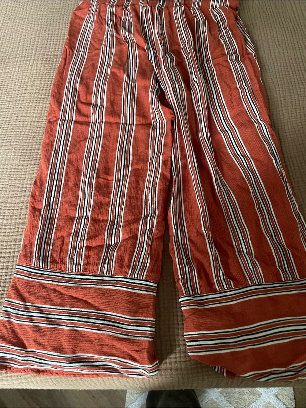 Sky and Sparrow Rust Red Striped Wide-Leg Pants